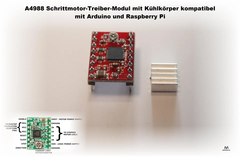 A4988 Schrittmotor Treiber Modul mit Kühlkörper, Arduino Raspberry Pi - Bild 4 von 4
