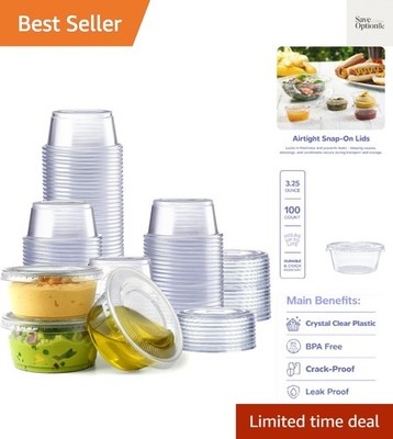 Jello Shot Cups with Lids [100 Count] Condiment Containers | Leak-Proof, Crac...