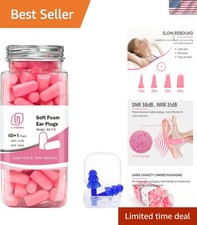 38dB SNR Noise Reduction Ear Plugs 60 Pairs of Soft Foam for Travel Study
