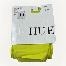 Hue Girls Flat Knit Footless Tights Kiwi Green Size L Large 12-14