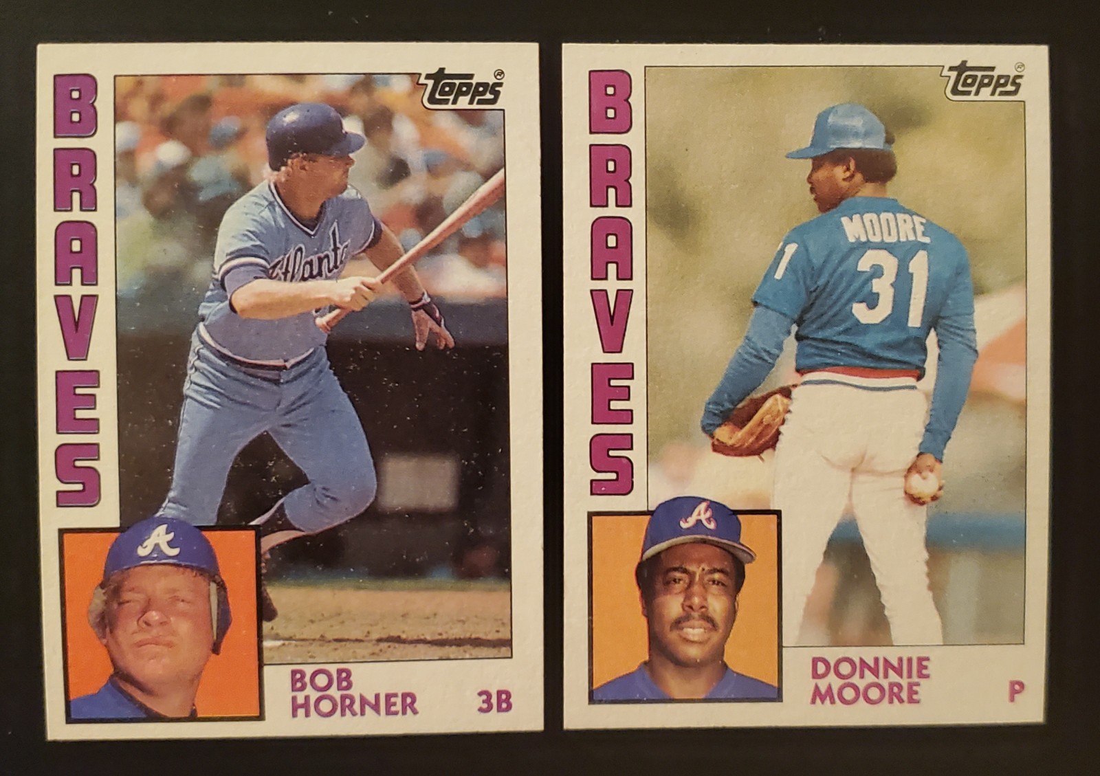 NM 1984 TOPPS: #760 BOB HORNER; #207 DONNIE MOORE: LOW SHIPPING