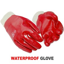 24 Pairs Fully Red PVC Coated Knit Wrist Rubber Gloves Safety Work Glove XL