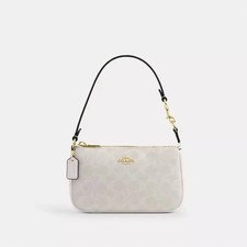 Women's Handbag Nolita 19 Signature Canvas Shoulder Wrist Small Glacier White