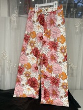 Pants Casual Girl Floral Size L10/12 New 100 Cotton With elastic part the back