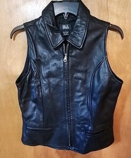 Morgan Taylor M T Studios Black Leather Zip Up Vest Size 4 Motorcycle Retro