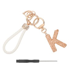 Initial Letter Keychain Letter K - Initial Wristlet KeyChain Champagne