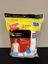 Hanes Men  s Tagless Tanks 4 Pack Size Large New