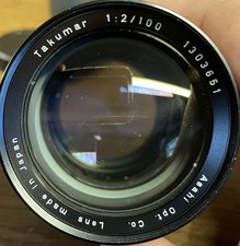 Only 100 : CLA'd : Near Mint Asahi Pentax Takumar 100mm F/2 Preset Lens M42