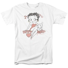 Betty Boop - Classique Avec Chien - T-Shirt Unisexe À Manches Courtes - Blanc