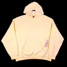 Fear of God Essentials Oversize Light Yellow Hoodie Sweater Pullover XXL B28