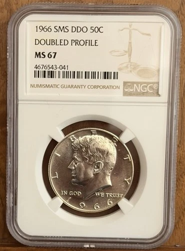 1966 SMS Kennedy Half Dollar NGC MS67 DDO Doubled Profile Bu Super Gem Ms+++++++
