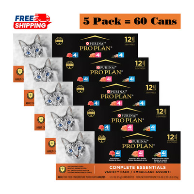 5 Pack Purina Pro Plan Complete Essentials Wet Cat Food 12 ct 36 oz High Protein