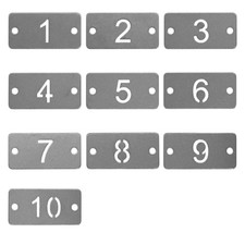 StayMax Rectangle Metal Hollowed Numbered Tags Stainless Steel 1-10, White 