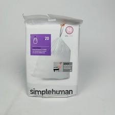 simplehuman Code H Custom Fit Trash Bags 10-12 Gal, 40-45L Medium Size, 20 Count