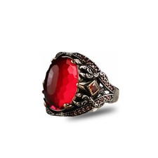 925 Sterling Silver Men's Ring, Garnet GemStone Men Silver Ring, Handmade Garnet