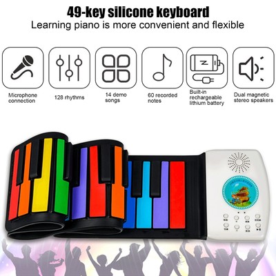 Roll Up Piano Keyboard 49 Tasten Elektrisches Hand Roll Piano Lernspielzeug