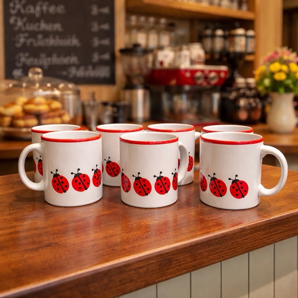 Vintage Waechtersbach Ladybug Coffee Mugs Set Of 7 West Germany Mid Century  Mod | eBay