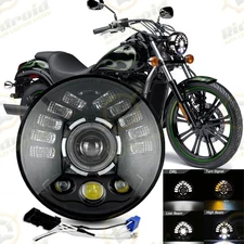 For Kawasaki VN Vulcan 500 750 800 900 1500 DOT 7" INCH LED Headlight Turn Light