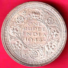 BRITISH INDIA 1944 BOMBAY MINT GEORGE VI ONE RUPEE BEAUTIFUL SILVER COIN  #LP11