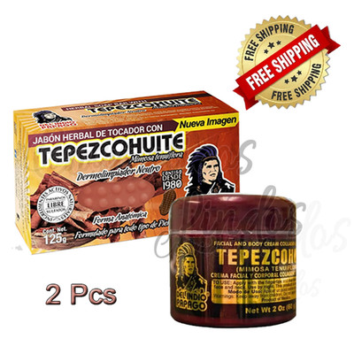 2Pcs DEL INDIO PAPAGO Tepezcohuite Night Facial Cream 60 gr & Neutral Soap
