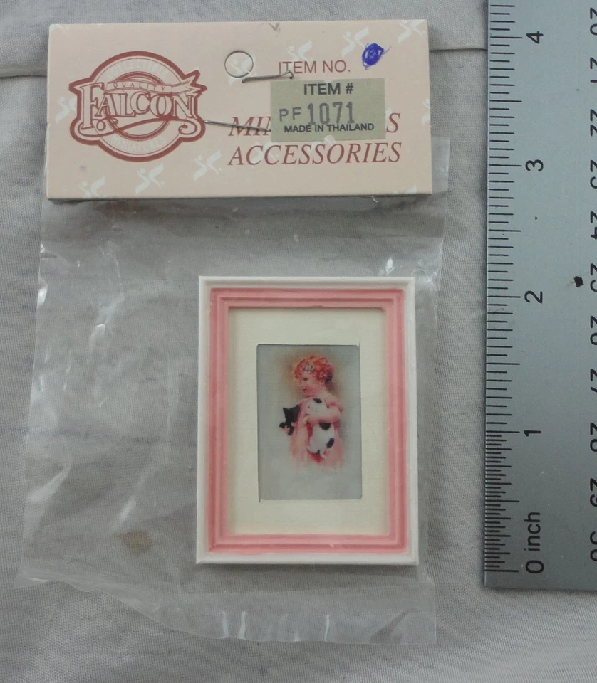 1:12 Scale White Picture Frame w/Small Girl Artwork Miniature Dollhouses Falco - Image 1 of 1