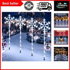 4 Pack Solar Snowflake Pathway Lights, White Christmas Yard Decor