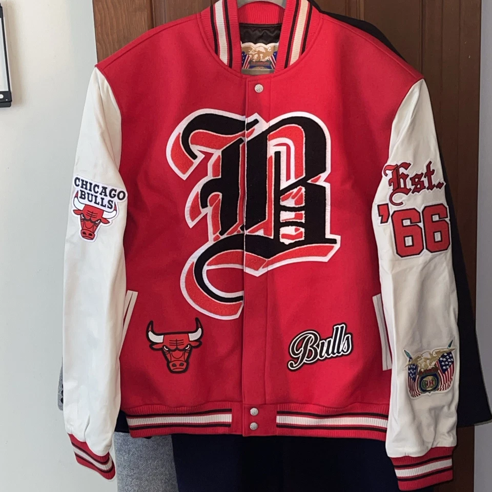 Jeff Hamilton Chicago Bulls Wool & Leather Varsity Jacket - Image 3 of 4
