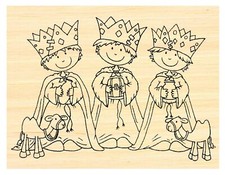 3 Kings Christmas rubber stamp Wood Mounted P37