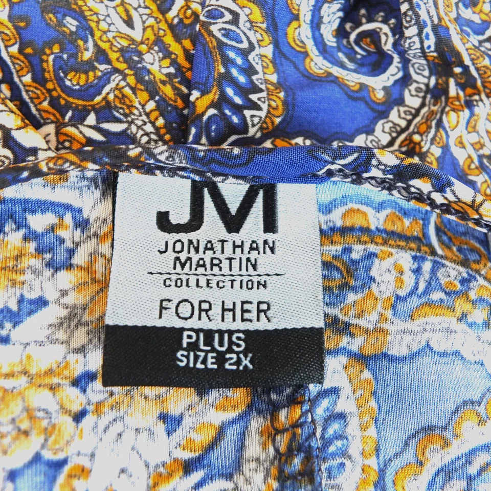 NWT Jonathan Martin Multi-Color Plus Size 2X Top Blouse Draped Neck Stretch - Image 4 of 4