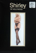 Shirley of Hollywood Lace Top Stay Up Thigh-Hi Red Stockings One Size