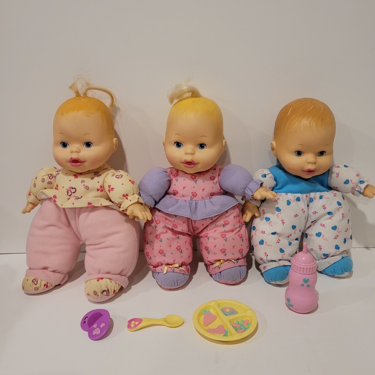 Vintage 1997 Plush Take Care of Me Triplets Baby Doll Girls Boy