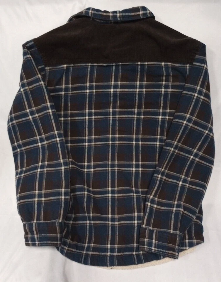 Field & Stream Fleece Lined Flannel Plaid  Blue Brown Jacket Men’s Size Large - Image 2 of 4