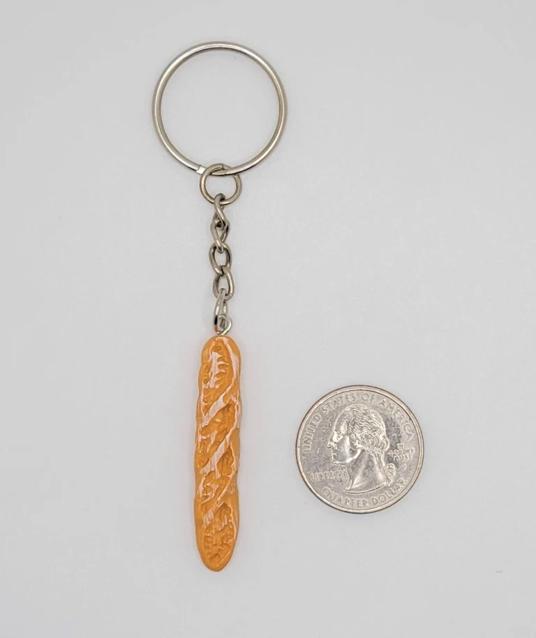 Llavero de panadería 3 piezas, encanto de panadería, croissant, baguette, llavero gofre, pan Foto 3 de 4