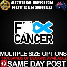 F*CK CANCER BLUE J Vinyl Car Sticker Decal Cheap Spread Awareness Breast Colon