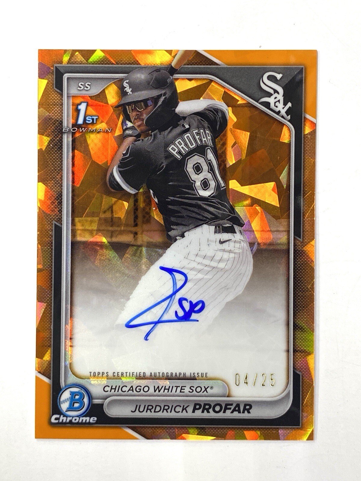 2024 BOWMAN CHROME SAPPHIRE JURDRICK PROFAR 1ST AUTO ORANGE SAPPHIRE 05/25 SOX