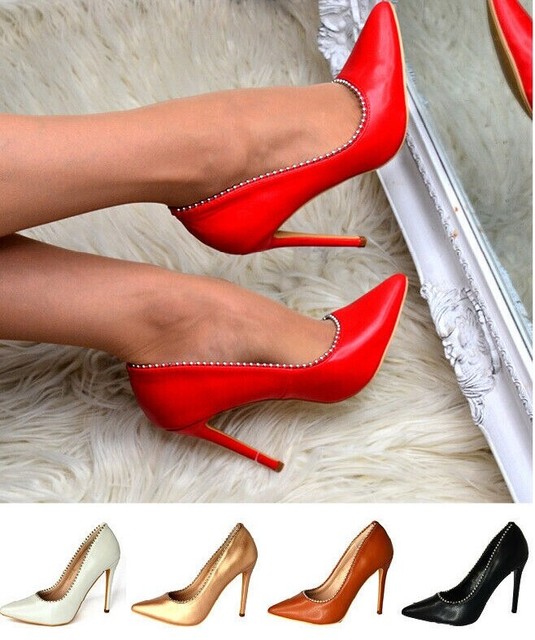 black studded court heels