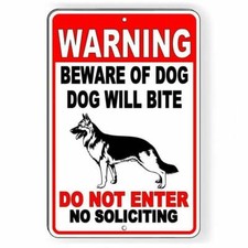 Beware of german shepard dog will bite do not enter Sign / Decal security