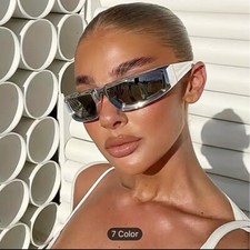 Women Sunglasses Fashion Designer Trendy Shades UV400 Protection Silver Mirror
