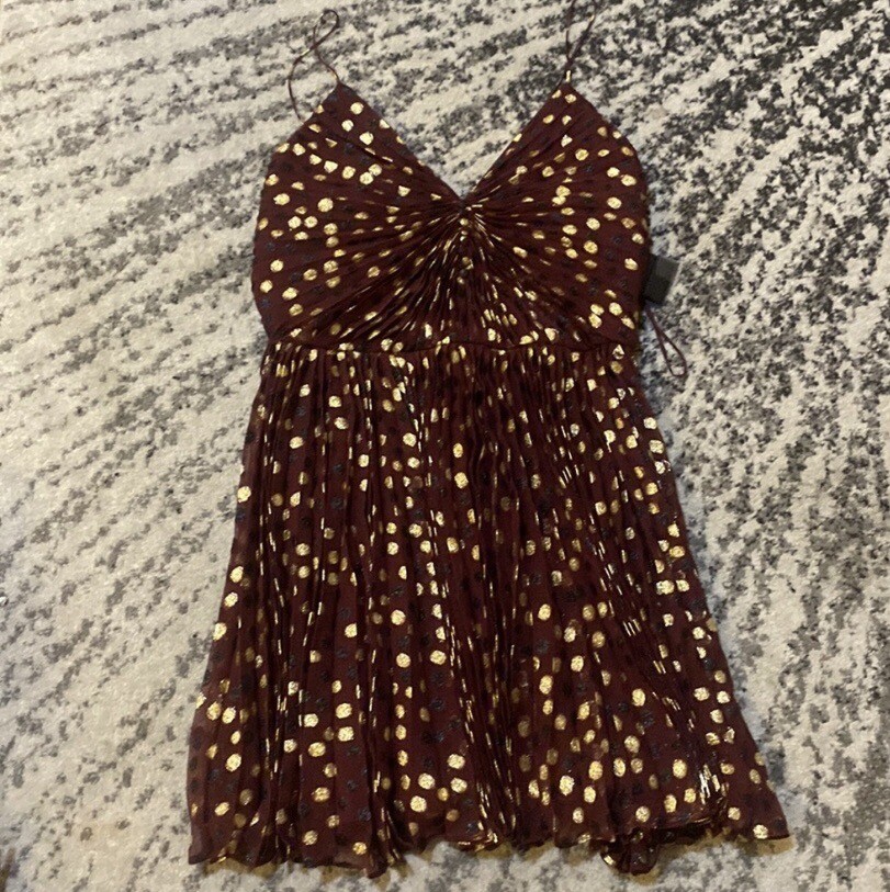 Abito Saint Laurent Fil Coupe Pois Disperse Bordeaux Tg 42 Prezzo Originale 4190€