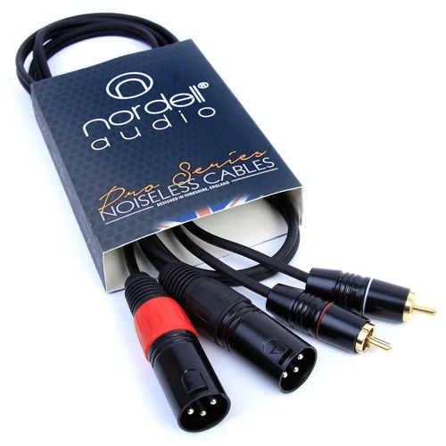 2 x Male XLR to RCA Phono Lead Cable 1.5m 5ft