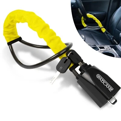 GADLANE Seat Belt Lock Steering Wheel Lock Car Security Anti-Theft Device Yellow