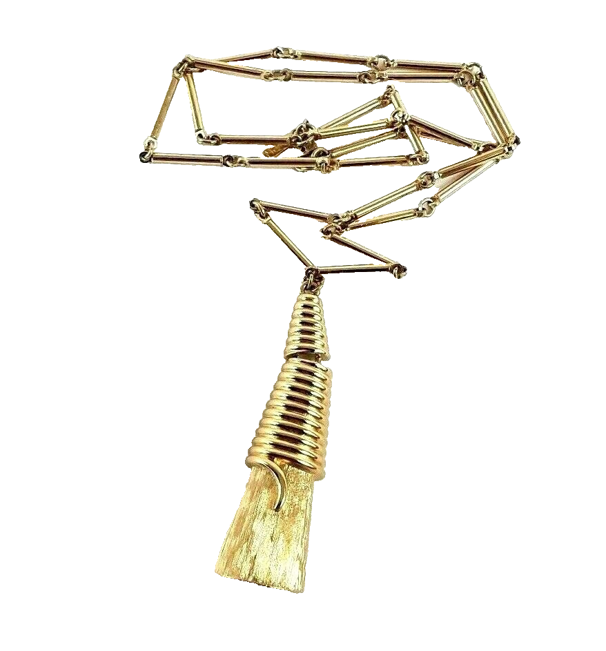 ぱーもねっと伯爵 Monet Gold Tone Matte Glossy Cone Signed Pendant 27