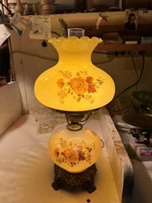 Vintage Accurate Casting Gone With The Wind 3 Way Hurricane Lamp Stunning Floral