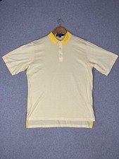 Polo Golf Ralph Lauren Shirt Mens L Yellow Stripe Short Sleeve Preppy Casual