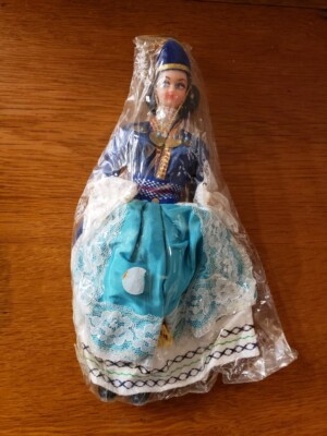 Vintage Evelt Macedonia Doll Made In Greece, New In Package