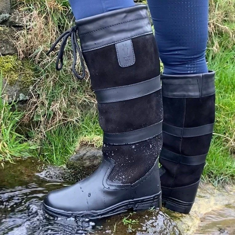 COUNTRY LEATHER RIDING BOOTS KTY Equestrian Ladies Waterproof Wide SALE cheap - Image 2 of 4