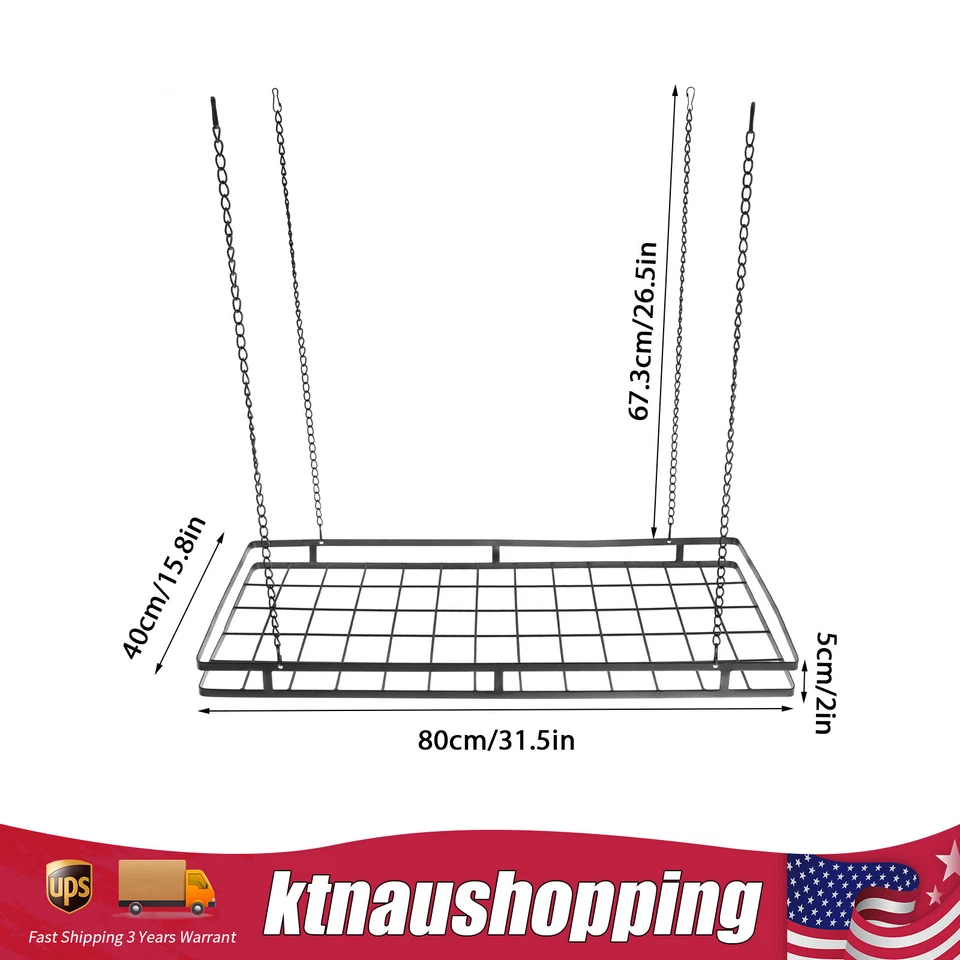 Modern Hanging Pot Holder Pan Hanger Kitchen Ceiling Rack with 12 Hooks Black - Image 3 of 4