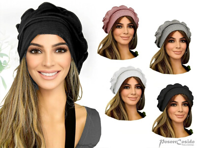PoCo DeSiGn LAGENLOOK Ballon-Mütze Beanie Slouch Chemo-Cap Viskose Jersey div FB