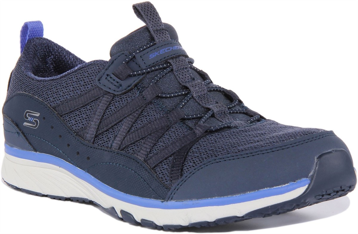 Skechers Gratis Sports Womens Slip On Vegan Mesh Sneakers In Navy