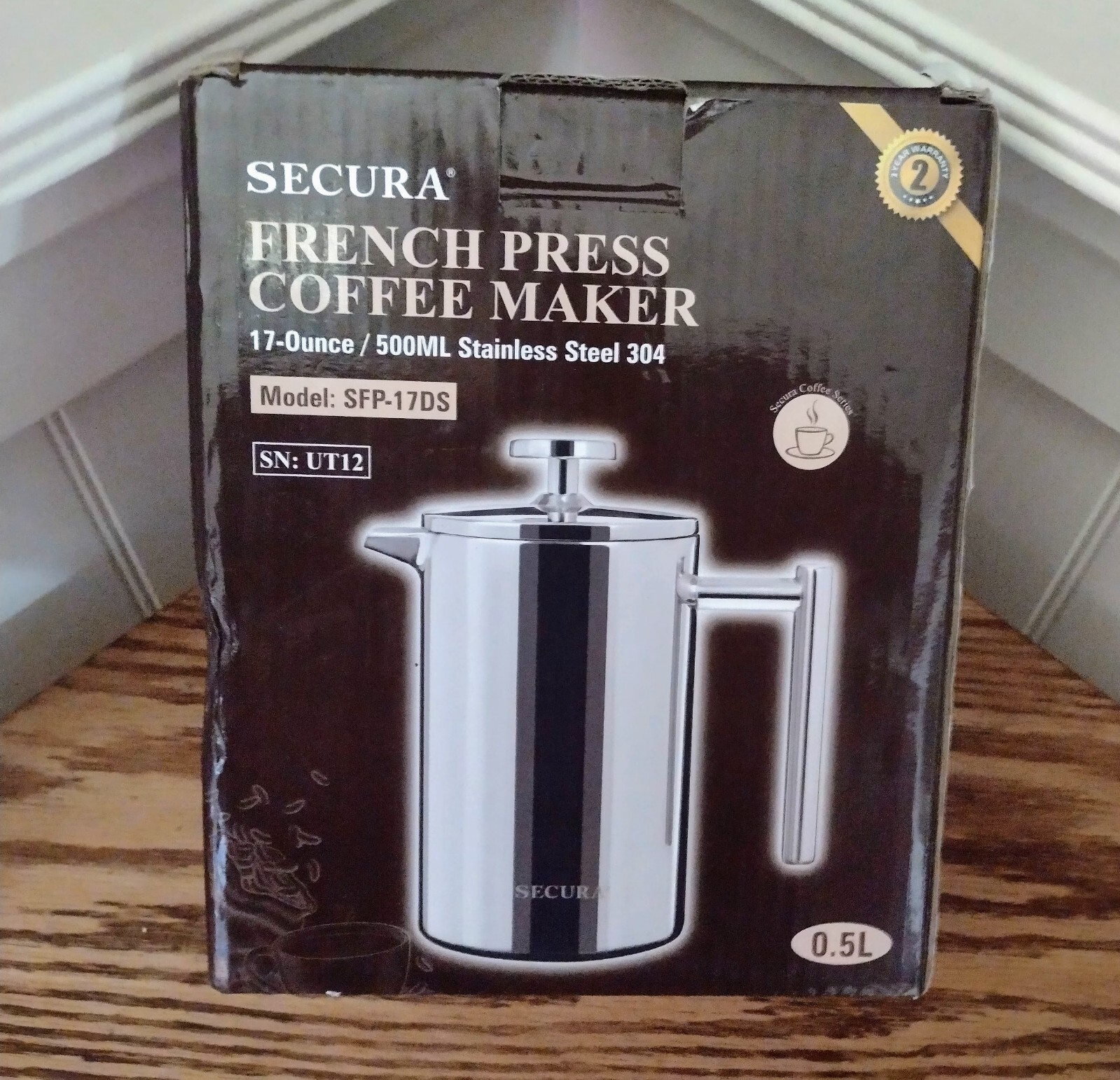 Secura French Press 17 oz Stainless Steel Open Box-Never Used